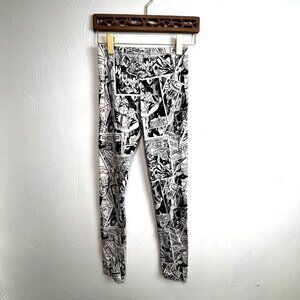 Marvel Comic Strip Leggings Black White Pull On Casual Stretch Womens Fun Pants